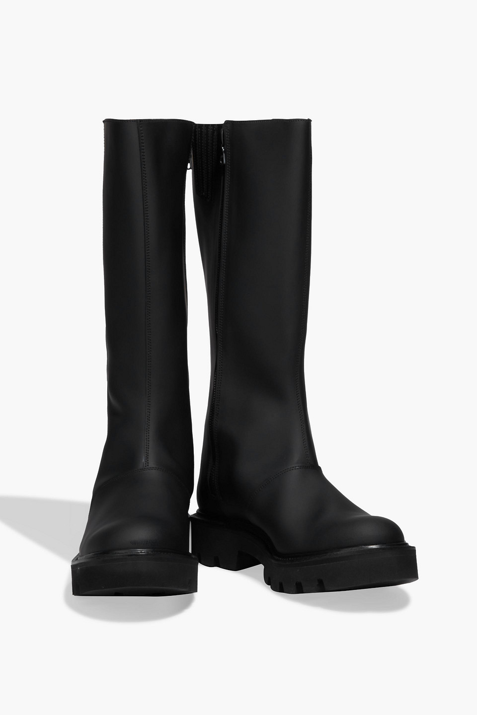 Grenson Nessa Rubberized Leather Knee Boots In Black