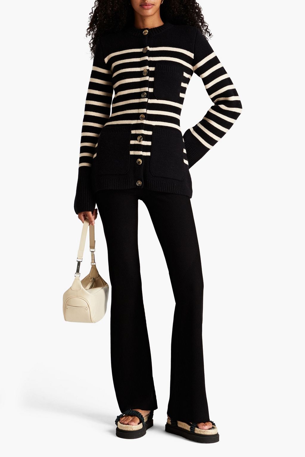 KHAITE Suzette striped cashmere-blend cardigan