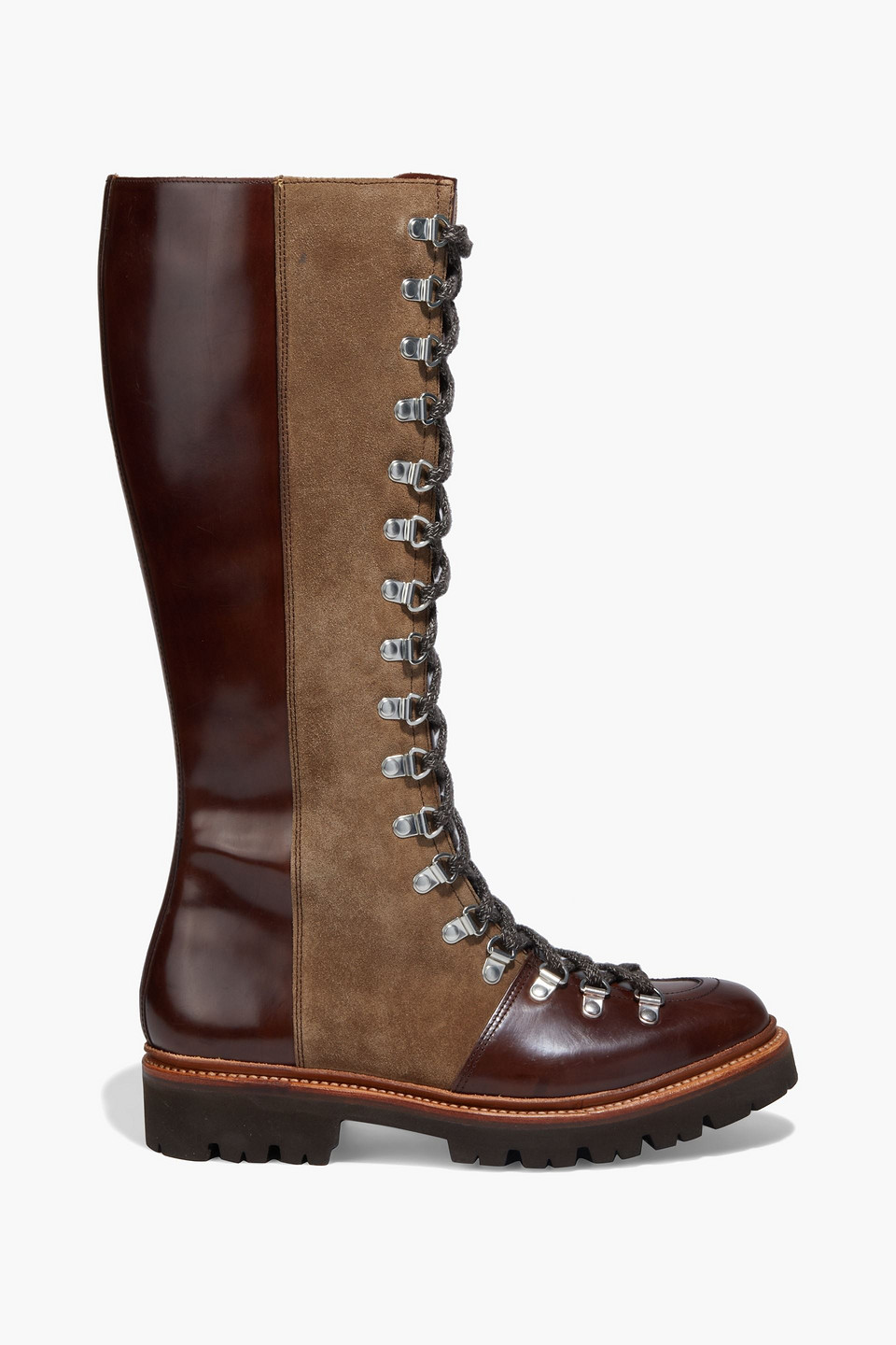 Grenson Nanette leather and suede combat boots