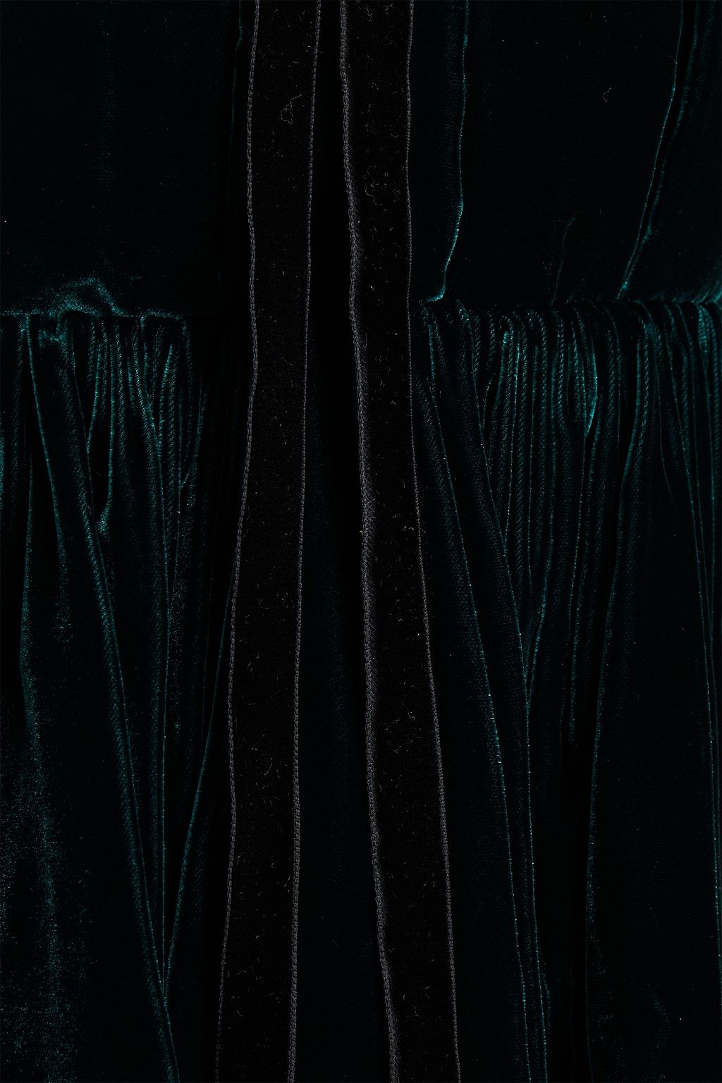 KHAITE Fanny tulle-paneled ruched velvet blouse