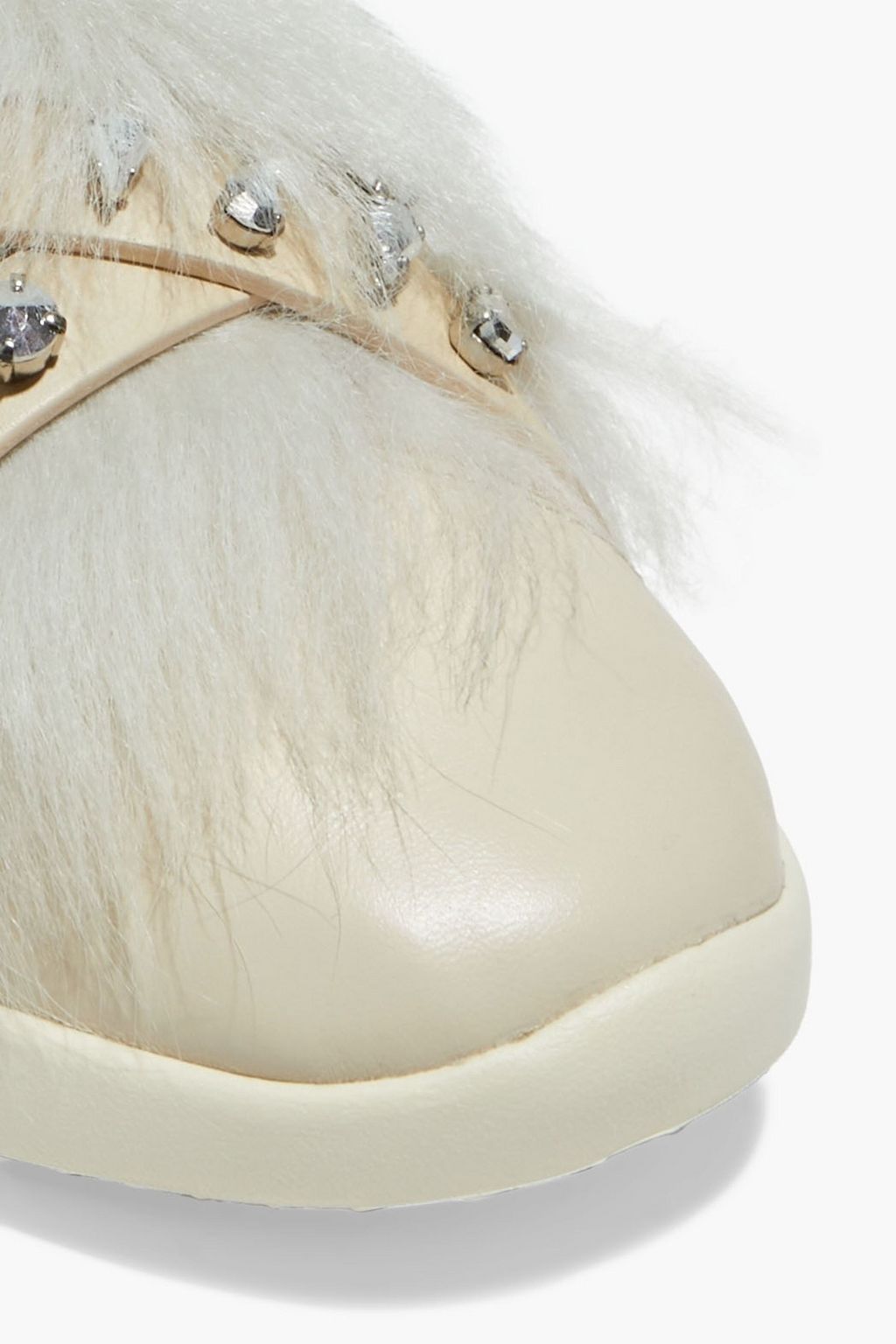 GIUSEPPE ZANOTTI Crystal-embellished faux fur-paneled leather sneakers