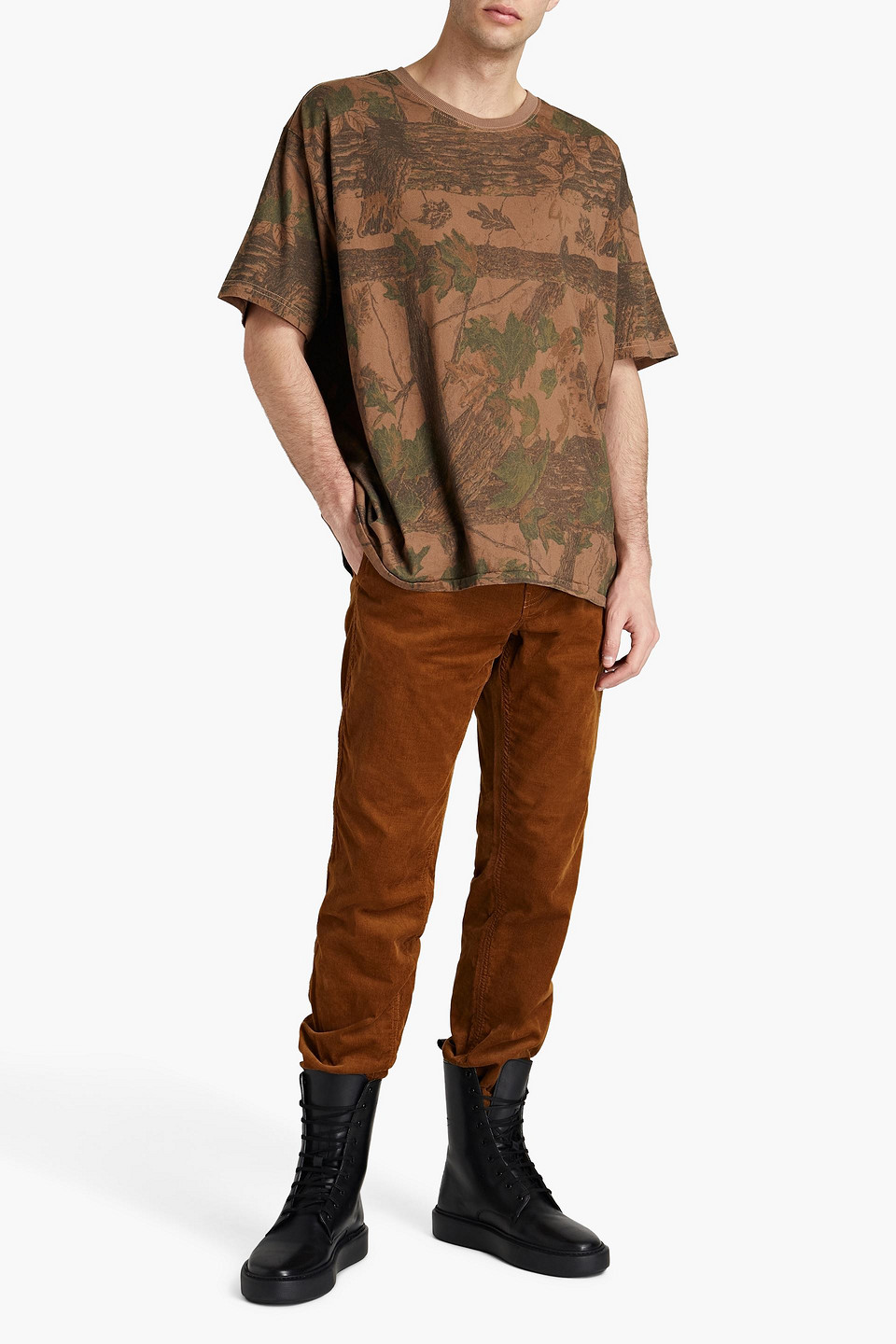 Yeezy Man Printed Cotton-jersey T-shirt In Brown