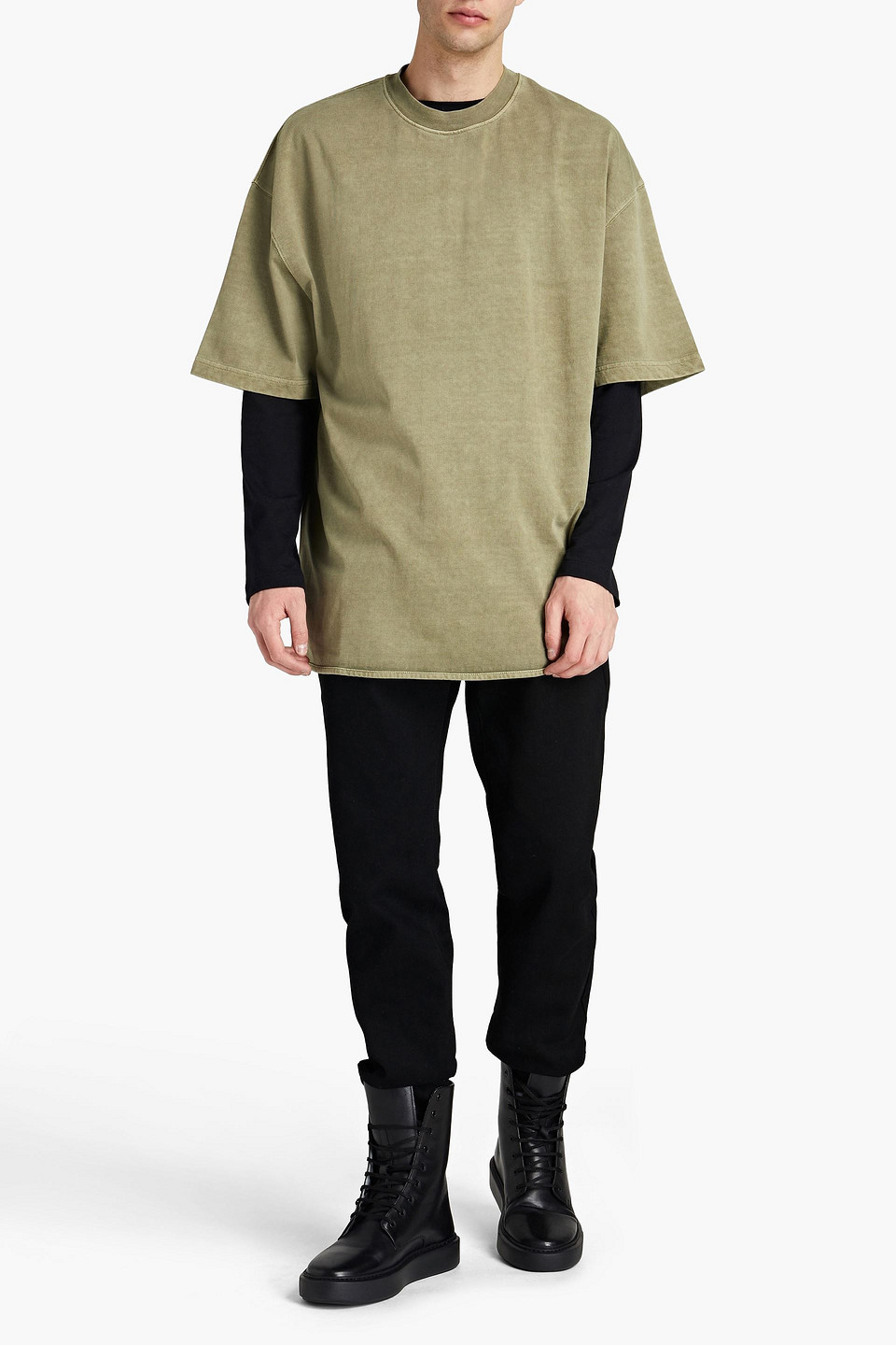 Yeezy Man Faded French Cotton-terry T-shirt