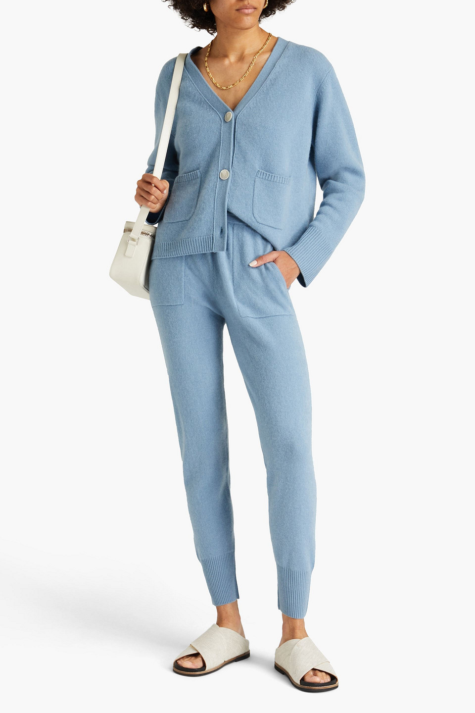 Naadam Cashmere Track Trousers In Light Blue