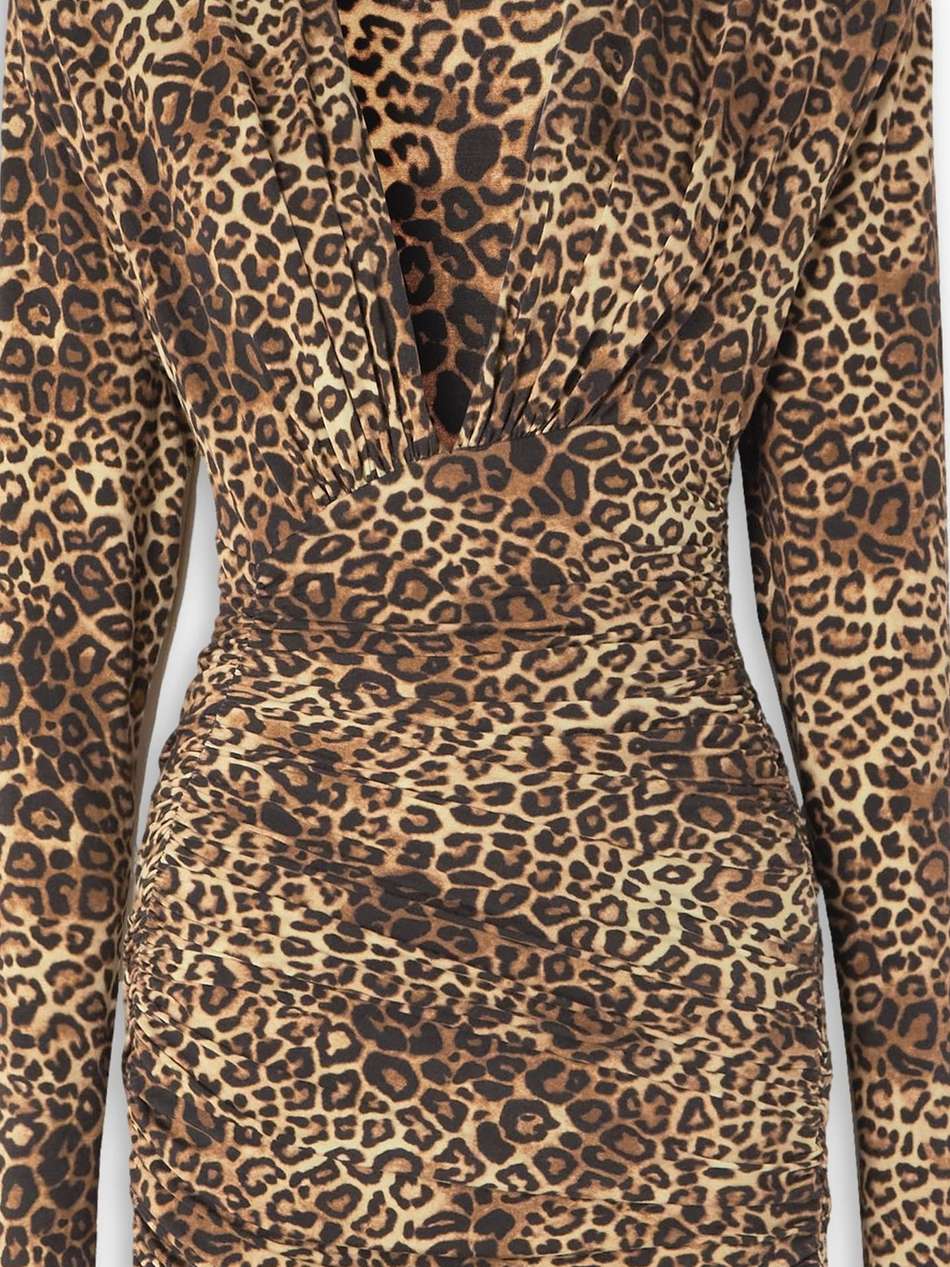 ruched leopard-print stretch-jersey mini dress