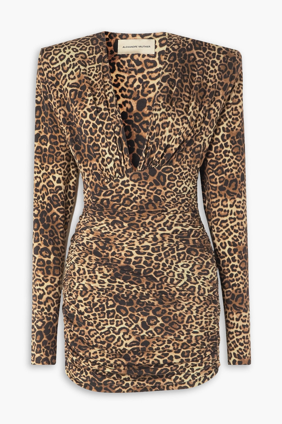 Alexandre Vauthier Ruched Leopard-print Stretch-jersey Mini Dress In Animal Print