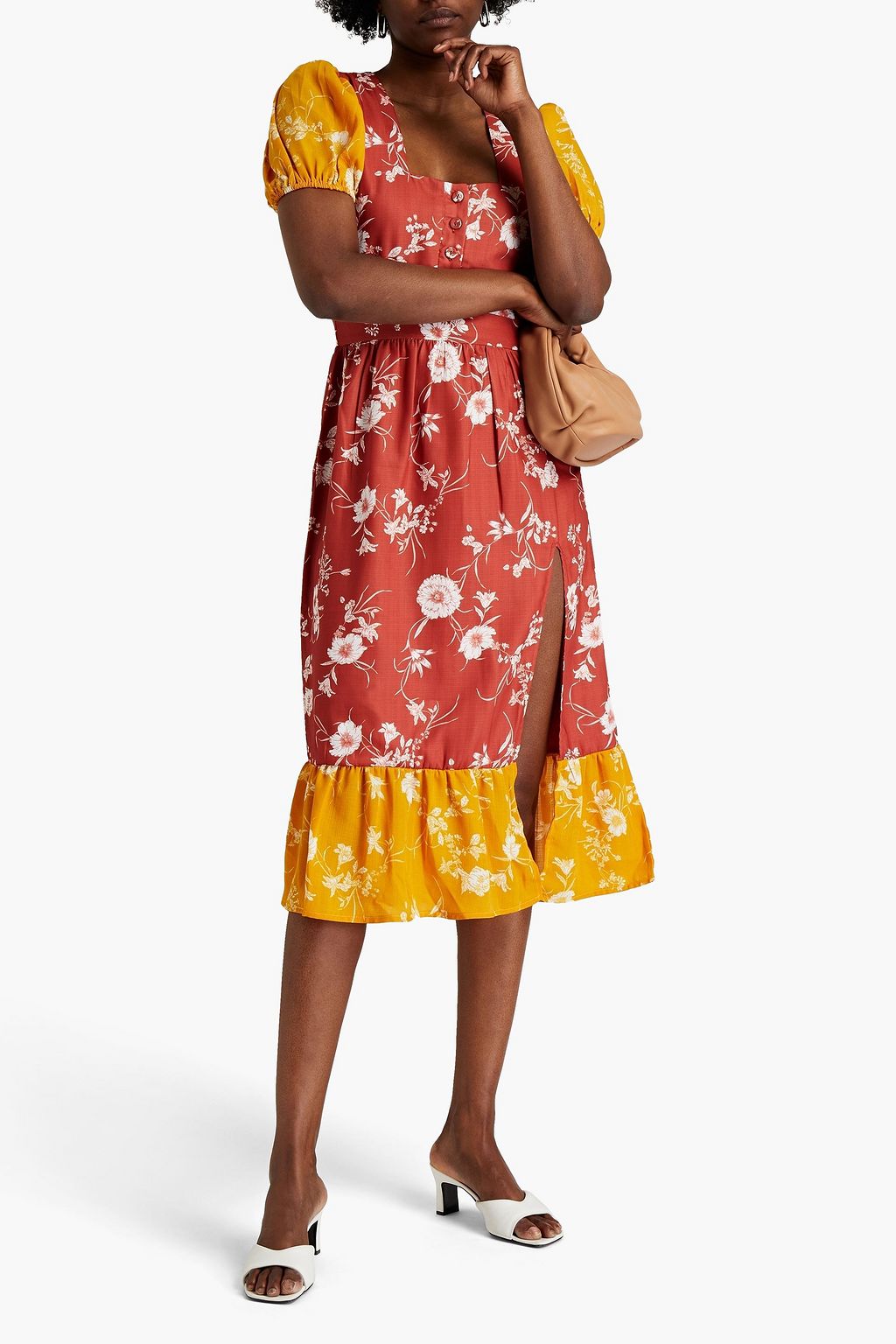 WALTER BAKER Cara floral-print crepe de chine midi dress