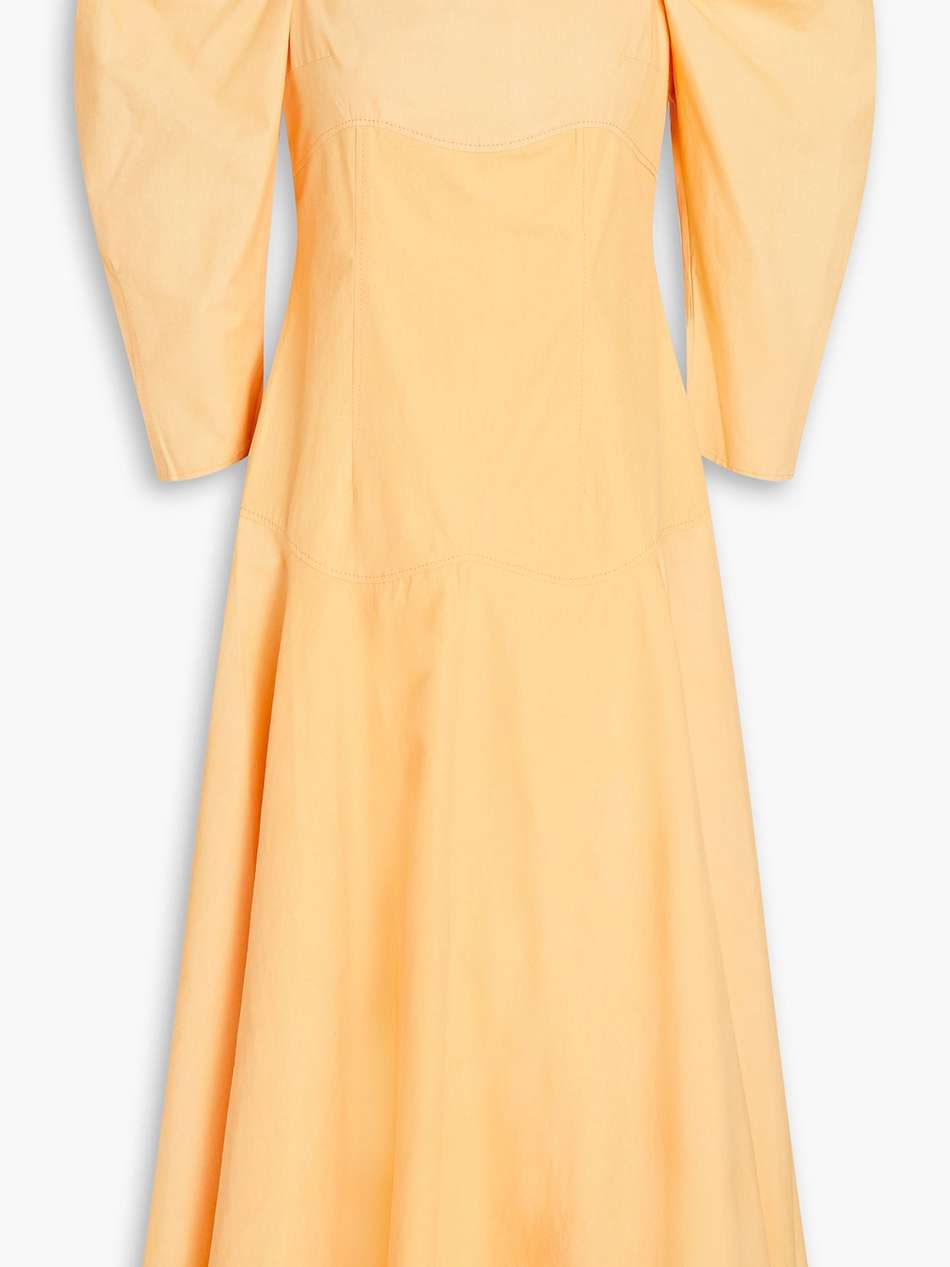celeste gathered organic cotton-poplin midi dress