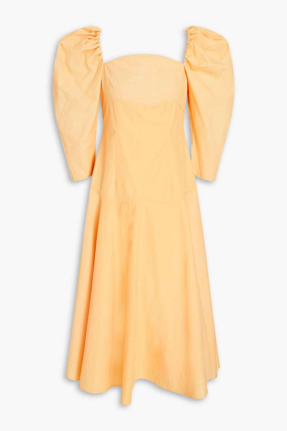 Celeste gathered organic cotton-poplin midi dress