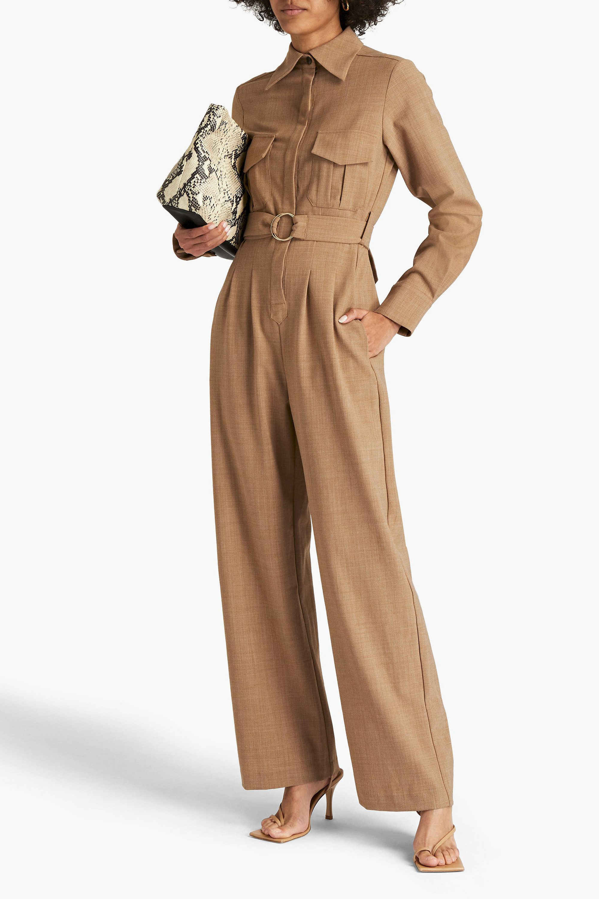 Anna Quan Coda belted woven wide-leg jumpsuit