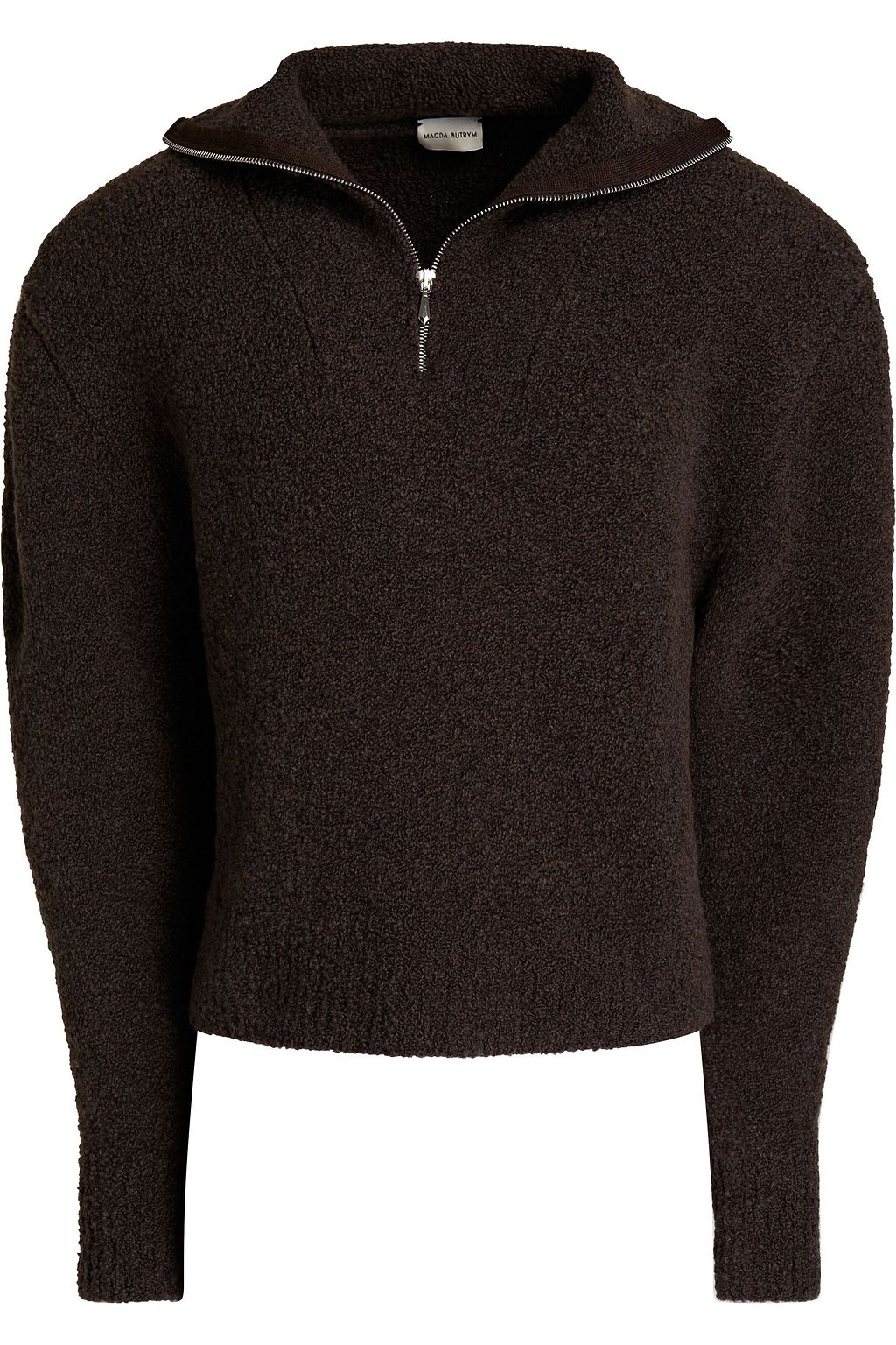 Dark brown Bouclé-knit merino wool 