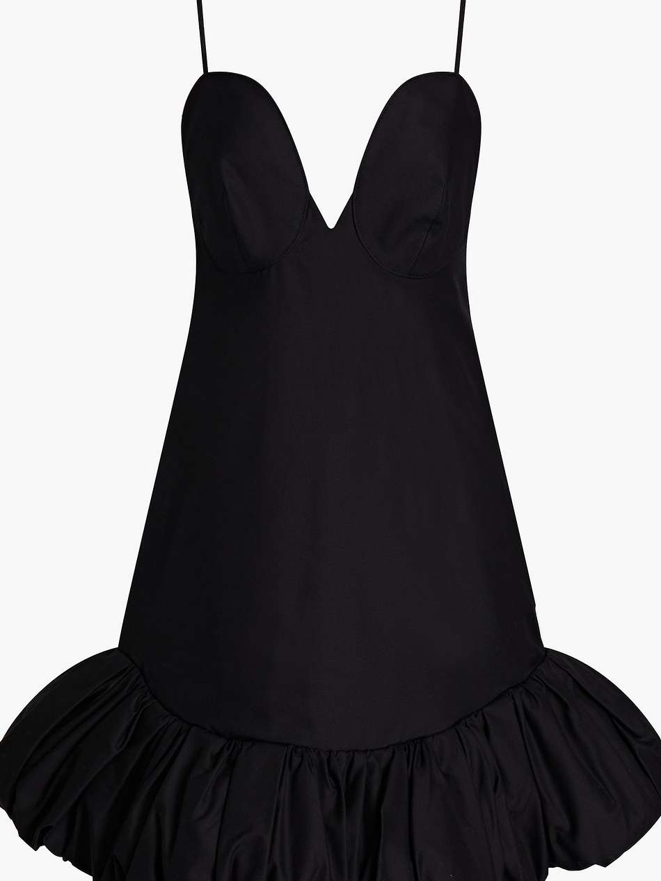gathered cotton-twill mini dress