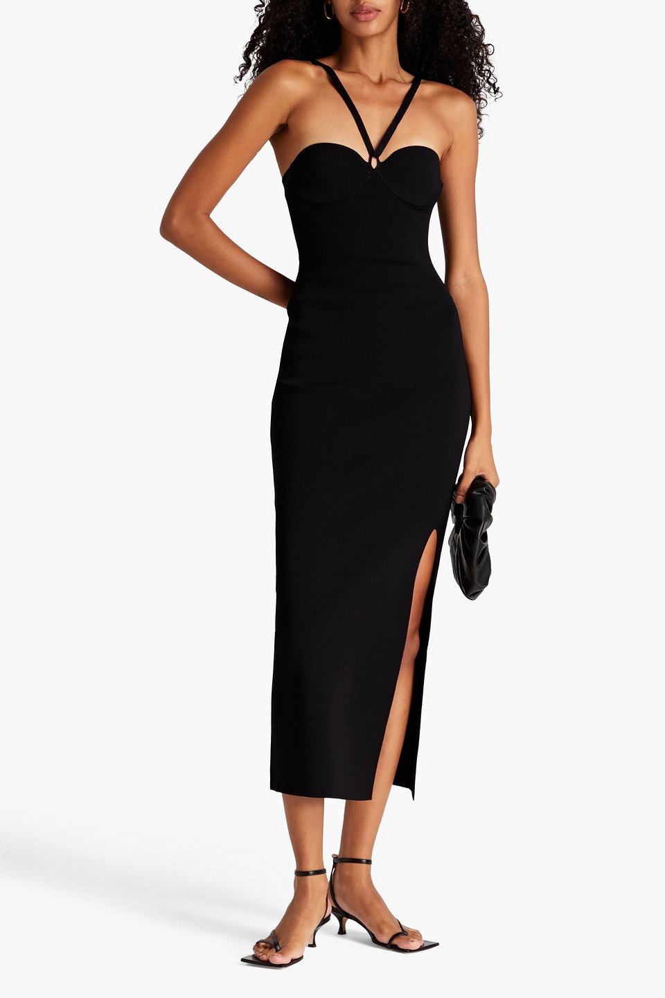 Khaite Myra Ribbed-knit Midi Dress In Black