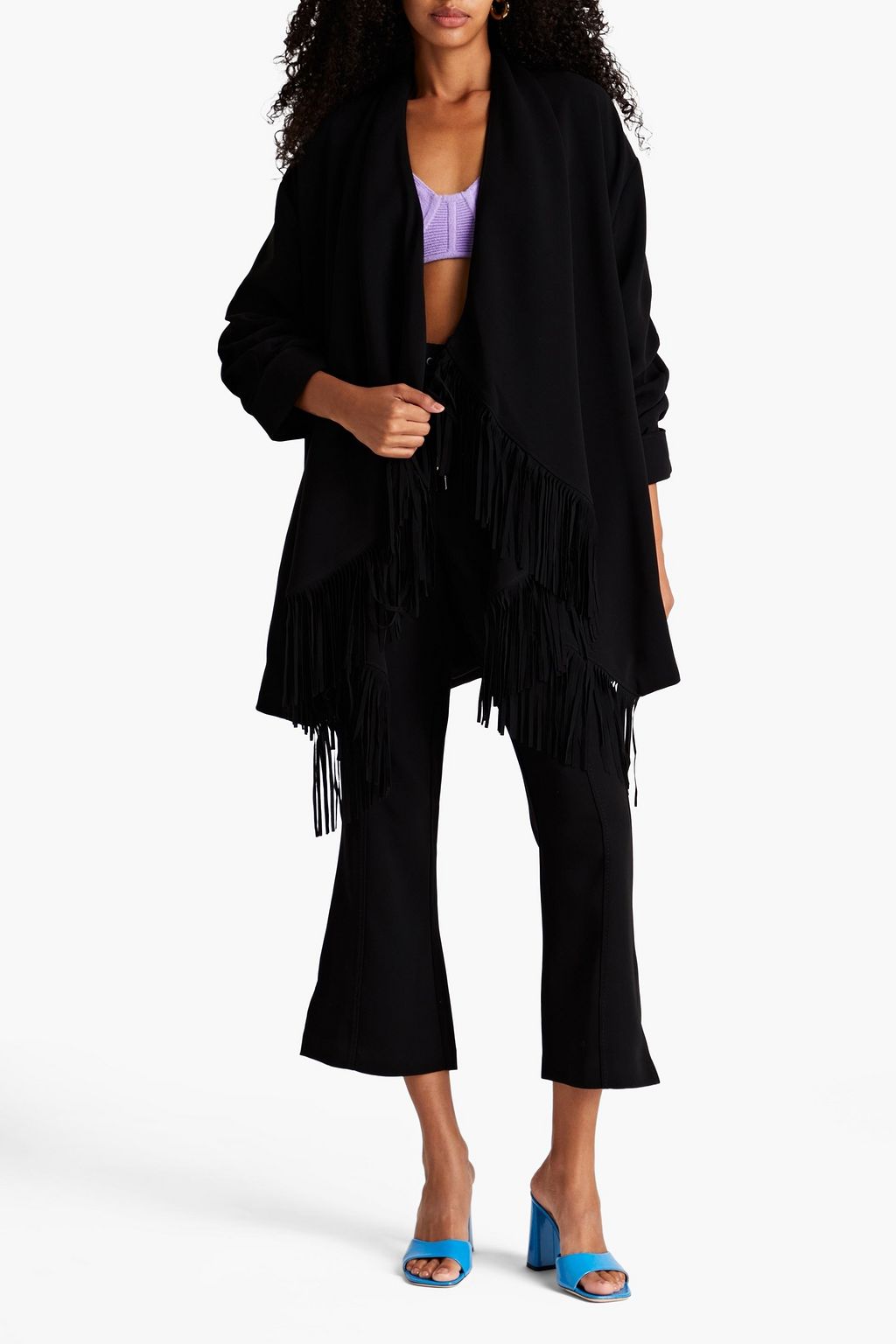 CINQ À SEPT Azura fringed crepe jacket