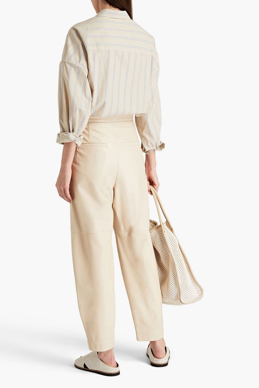 BRUNELLO CUCINELLI Leather tapered pants