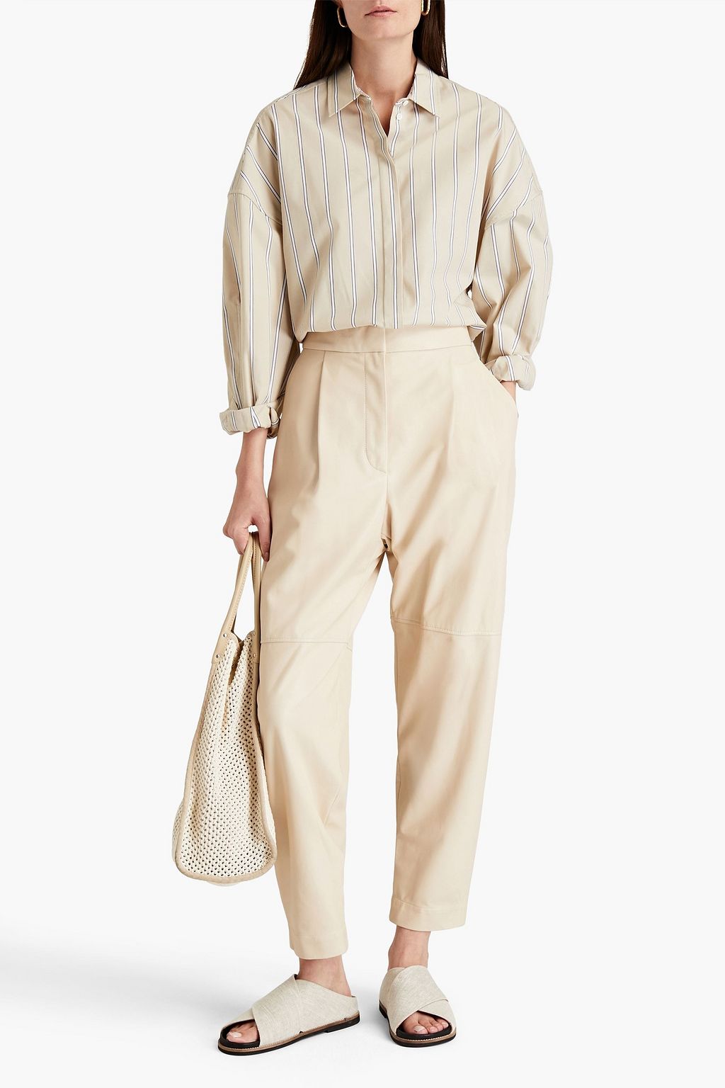 BRUNELLO CUCINELLI Leather tapered pants