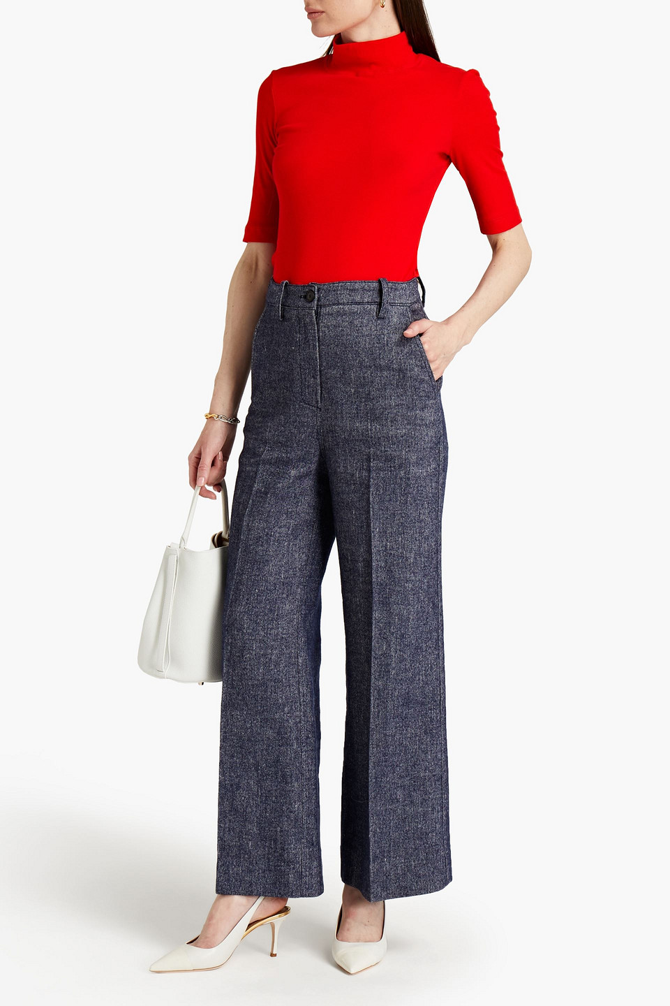 Rosetta Getty Cotton-jersey Turtleneck Top In Red