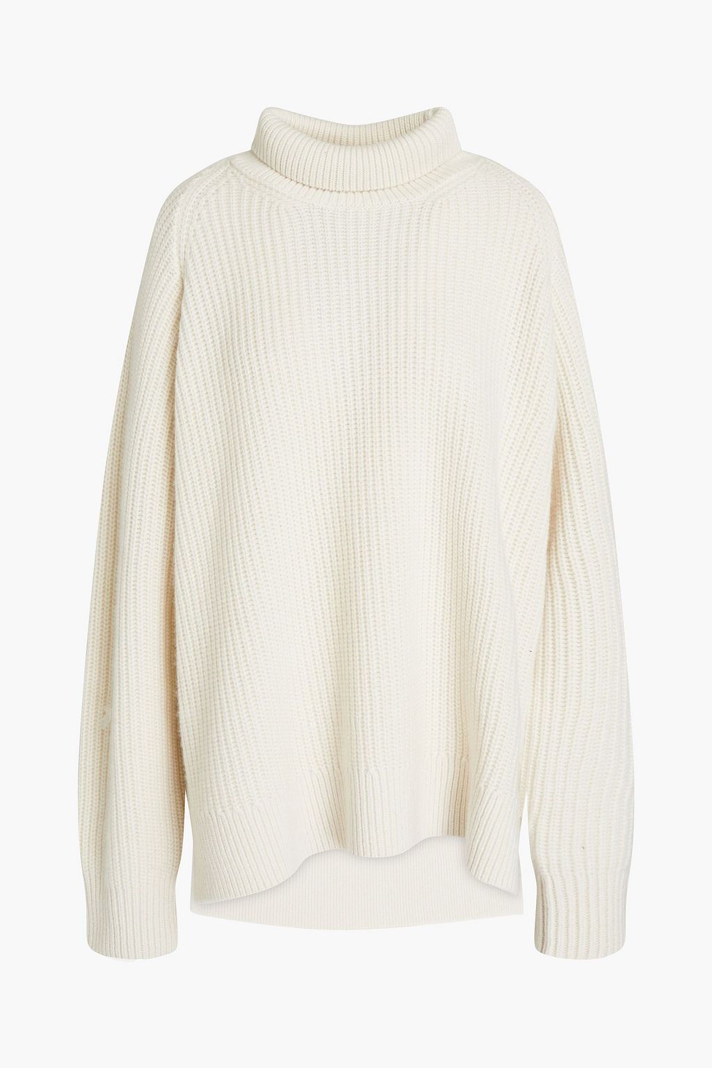 Ivory Ribbed cashmere turtleneck 