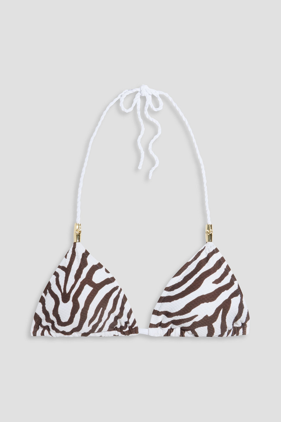 Heidi Klein Tiger-print Stretch-seersucker Triangle Bikini Top In White
