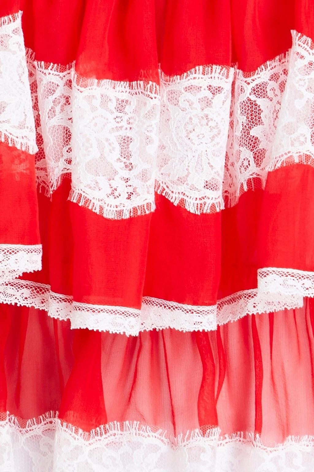 DOLCE&GABBANA Lace-paneled two-tone silk-blend chiffon top