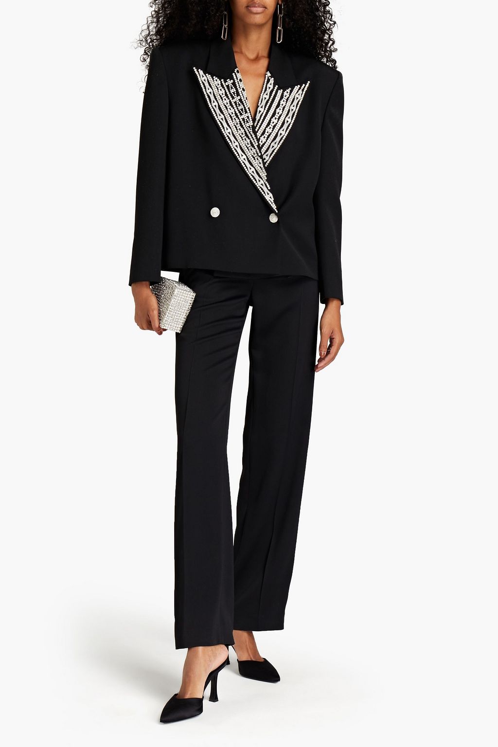 MAGDA BUTRYM Double-breasted crystal-embellished wool blazer