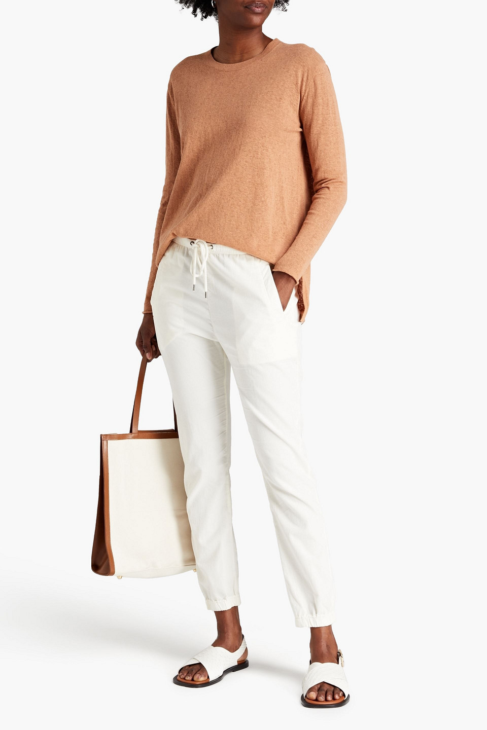 James Perse Cotton-corduroy Tapered Trousers In White