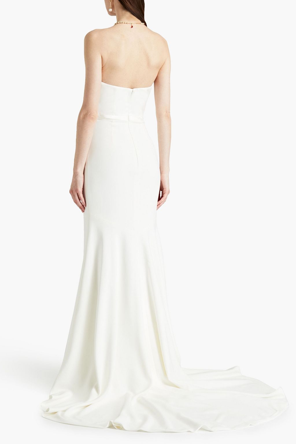 THEIA Bonnie strapless satin-paneled cady bridal gown
