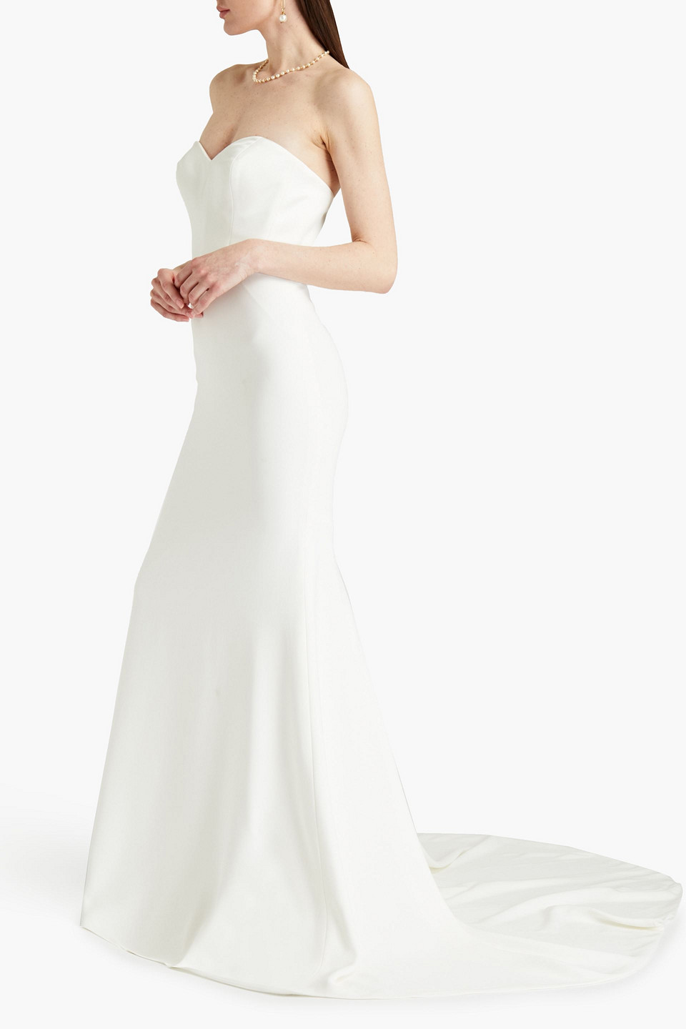 Theia Bonnie Strapless Satin-paneled Cady Bridal Gown In Ivory