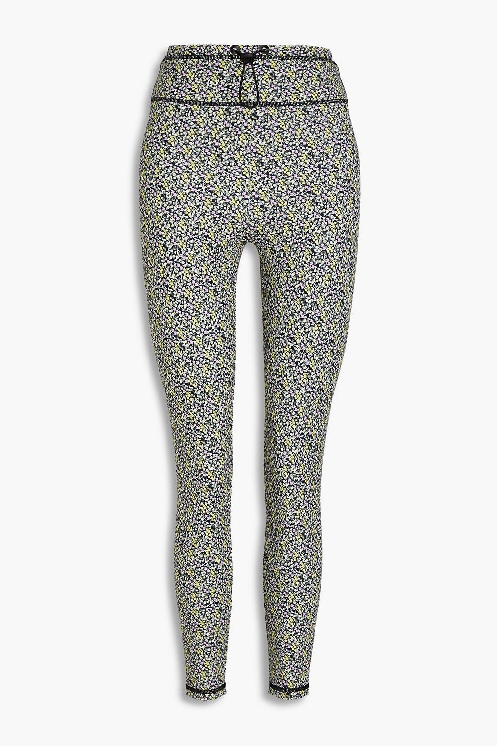 ADAM SELMAN SPORT Cropped floral-print stretch leggings