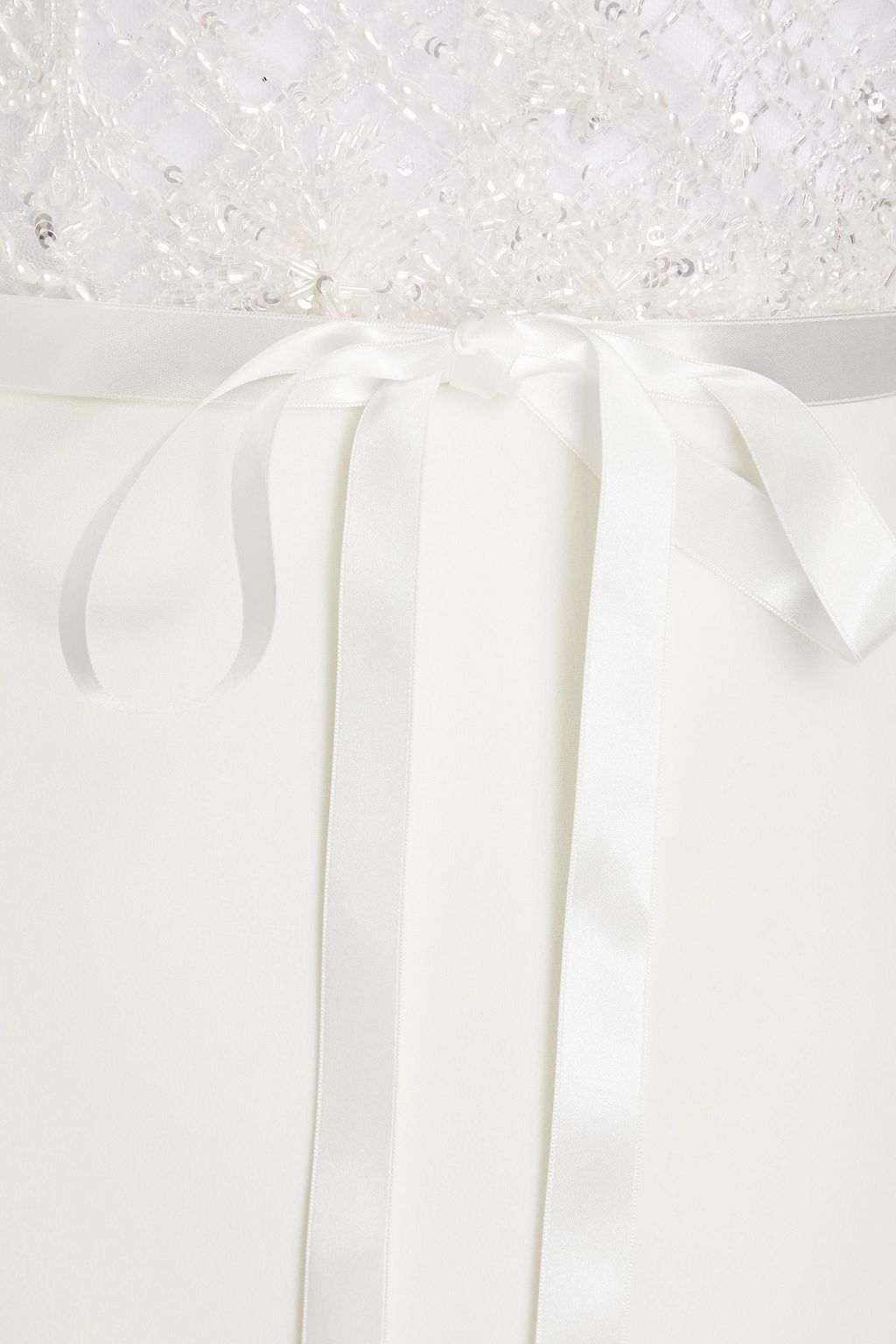 THEIA Amalia embellished tulle-paneled cady bridal gown