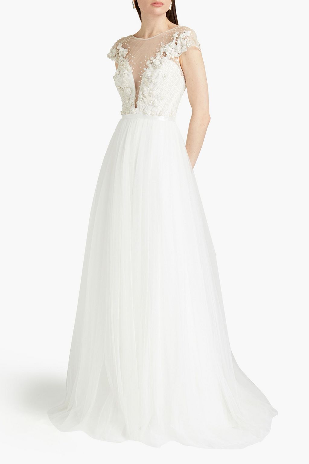 THEIA Rosetta gathered embellished tulle bridal gown