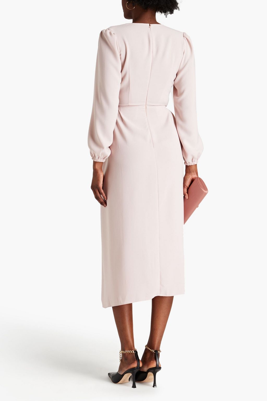 RHEA COSTA Wrap-effect crepe midi dress