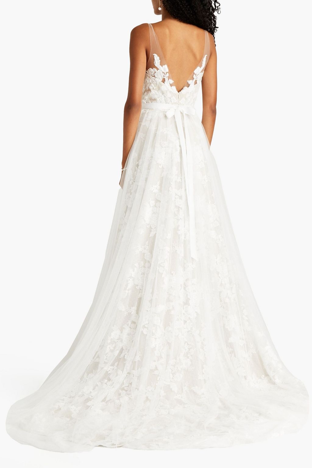THEIA Ingrid embellished tulle and point d'esprit wedding gown