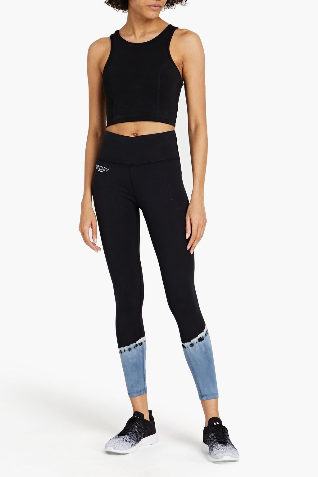 DKNY Cropped printed stretch-cotton jersey leggings