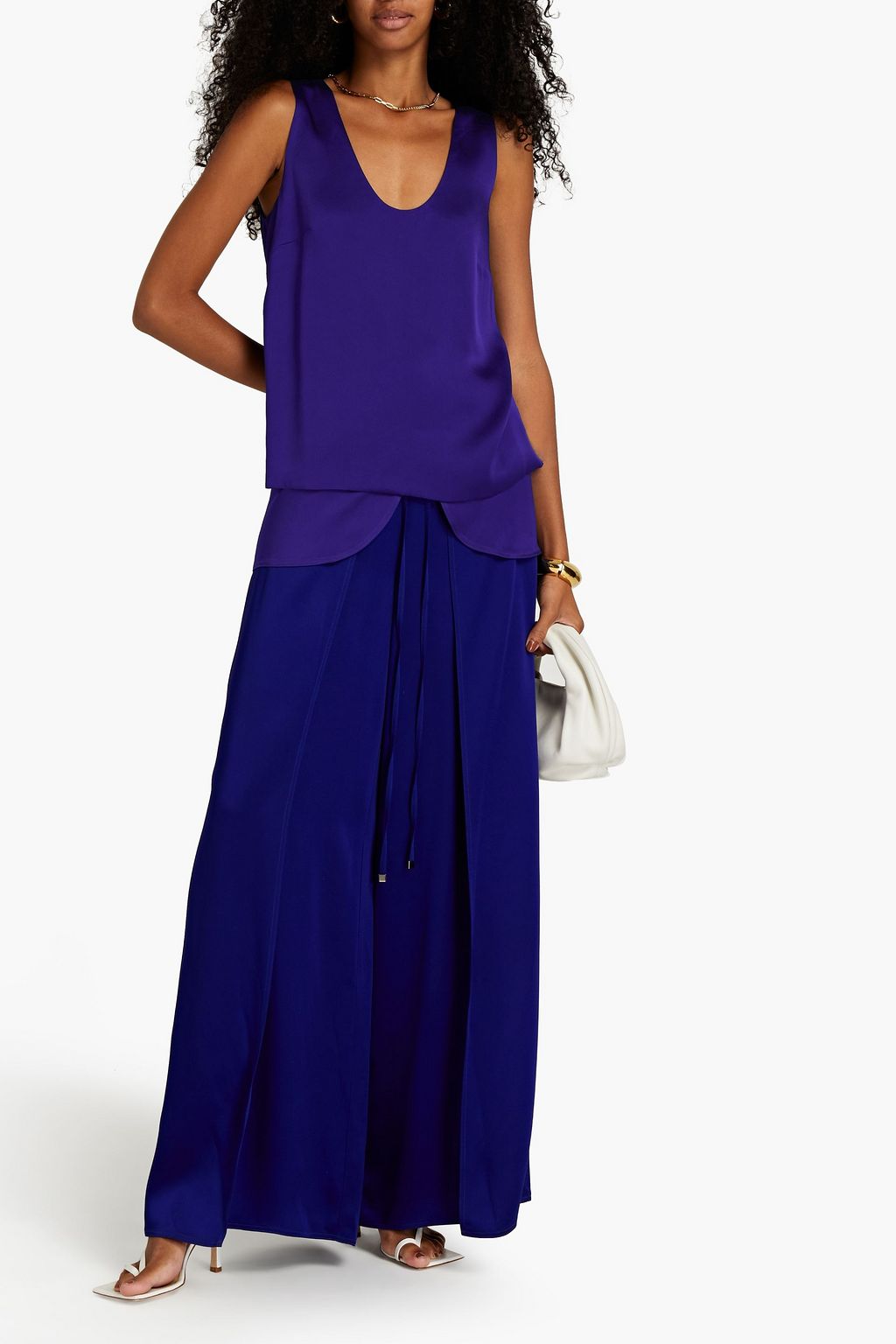 ROSETTA GETTY Layered satin-crepe top