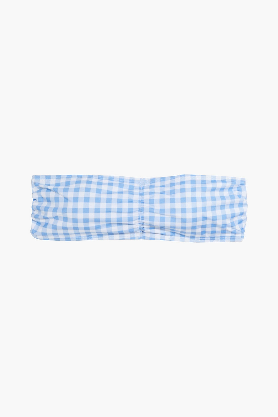 Ruched gingham bandeau bikini top