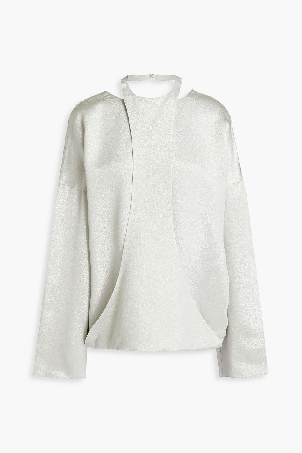 VALENTINO GARAVANI Layered metallic textured-crepe top | THE OUTNET