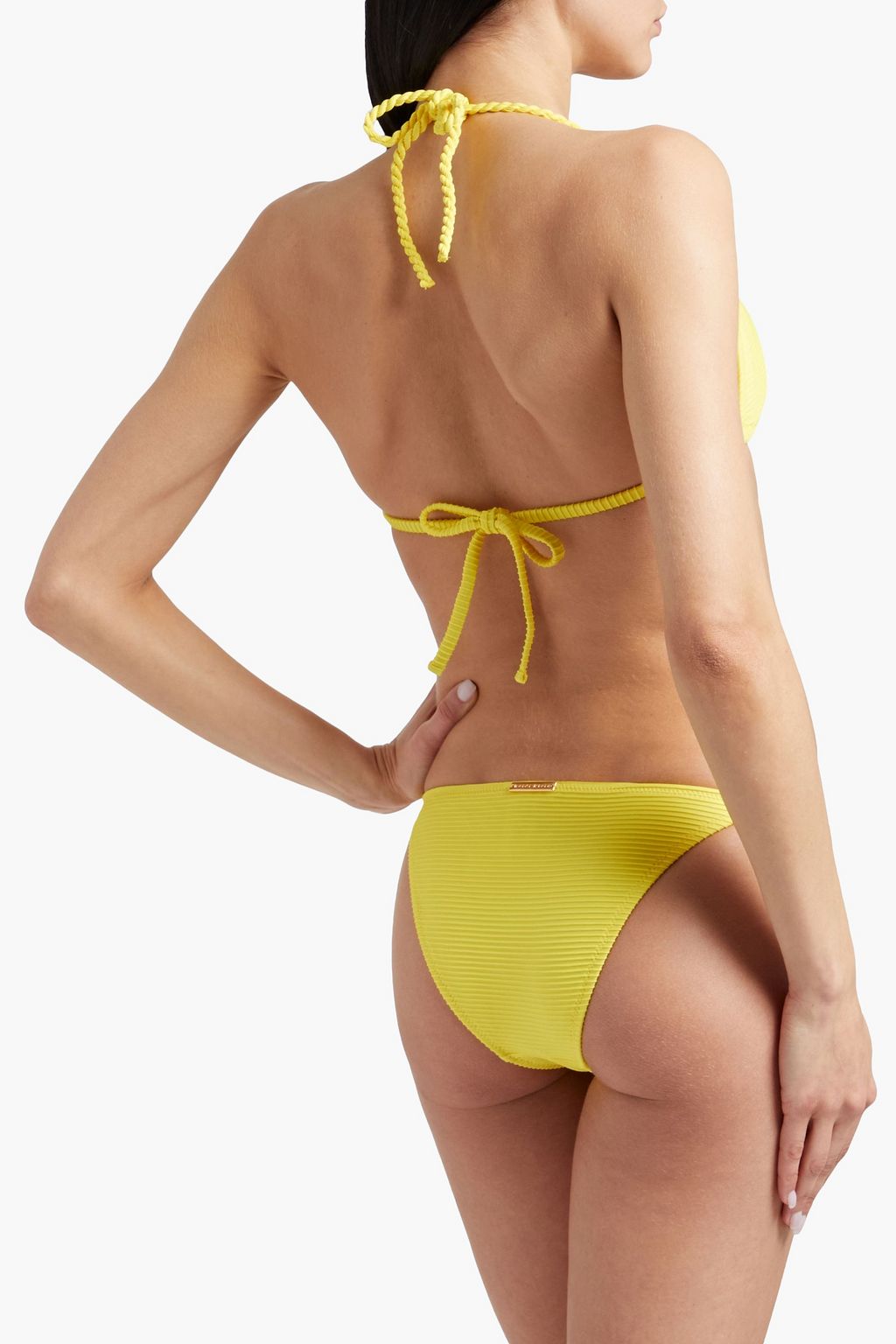 HEIDI KLEIN Ring-embellished ribbed triangle bikini top