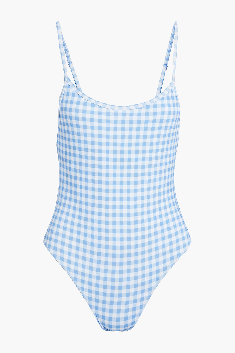 Hvn Cutout Gingham Swimsuit In Blue