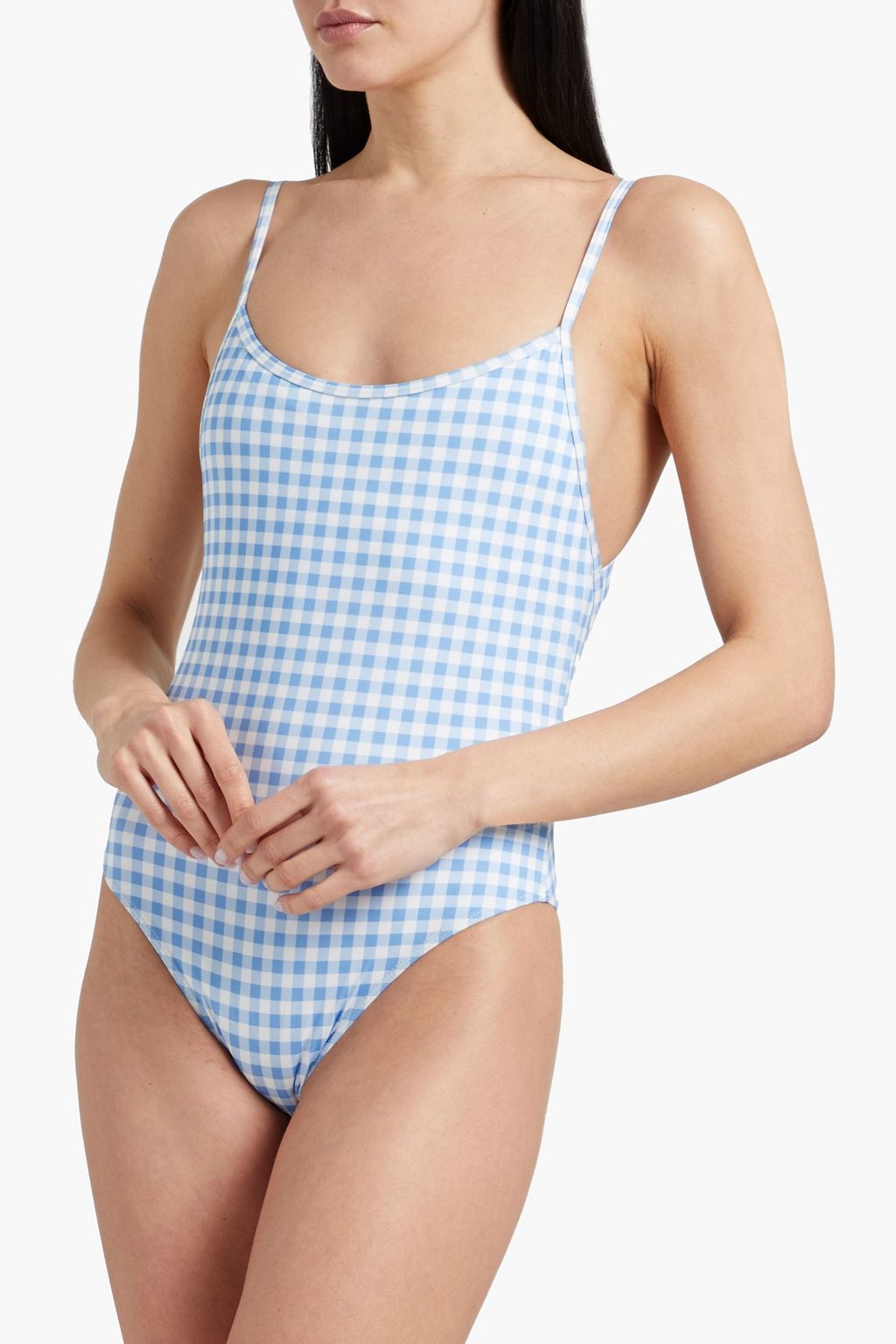 HVN Cutout gingham swimsuit