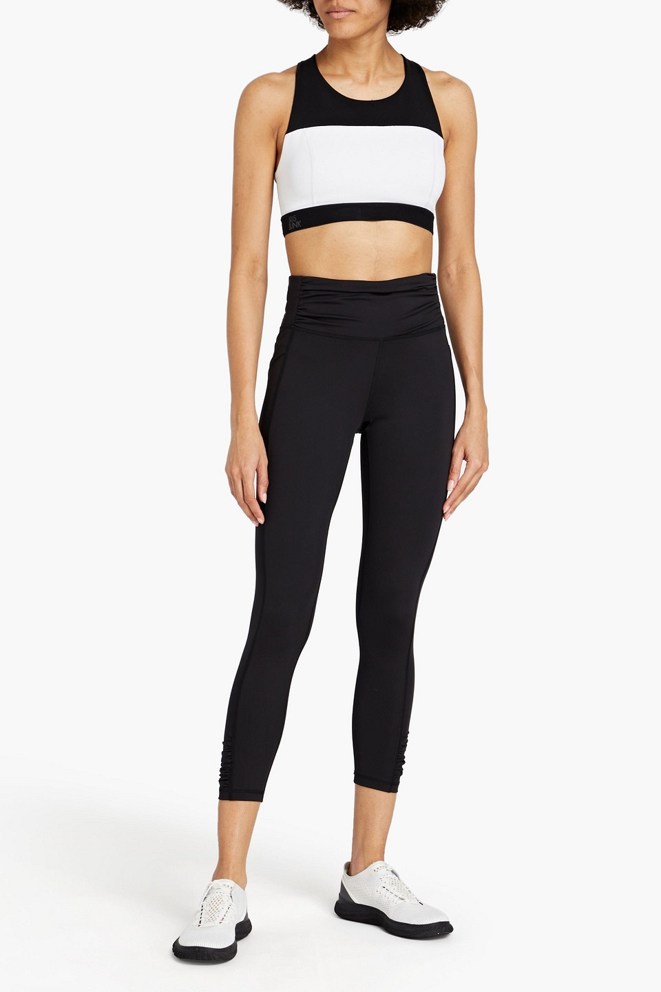 Dkny Cropped Gathered Stretch Leggings In Black