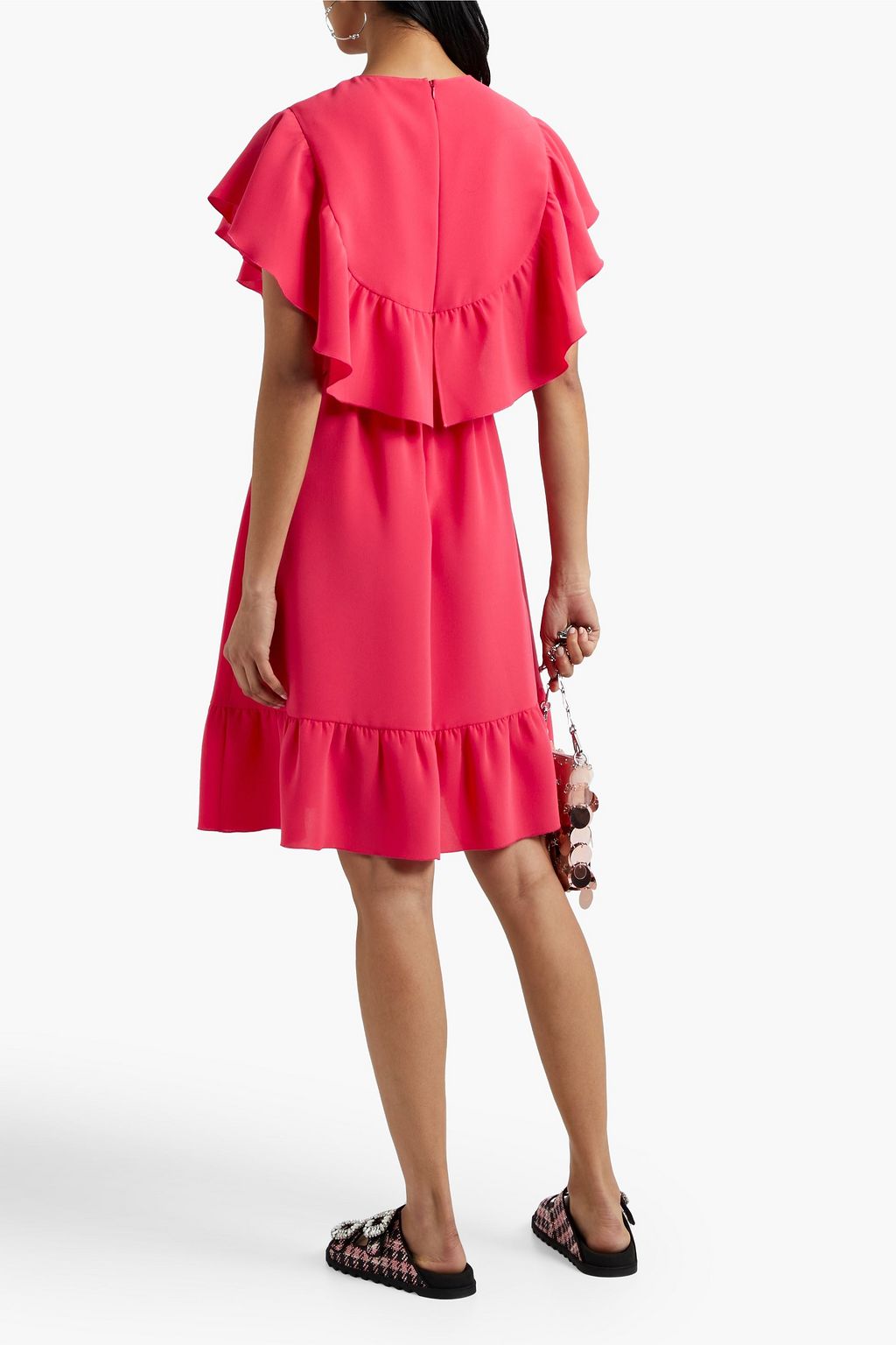 REDVALENTINO 러플 장식 크레이프 드레스
