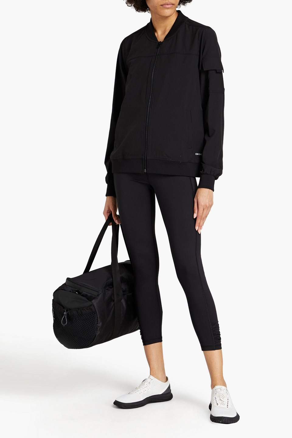 Dkny Printed Stretch Track Jacket In Black