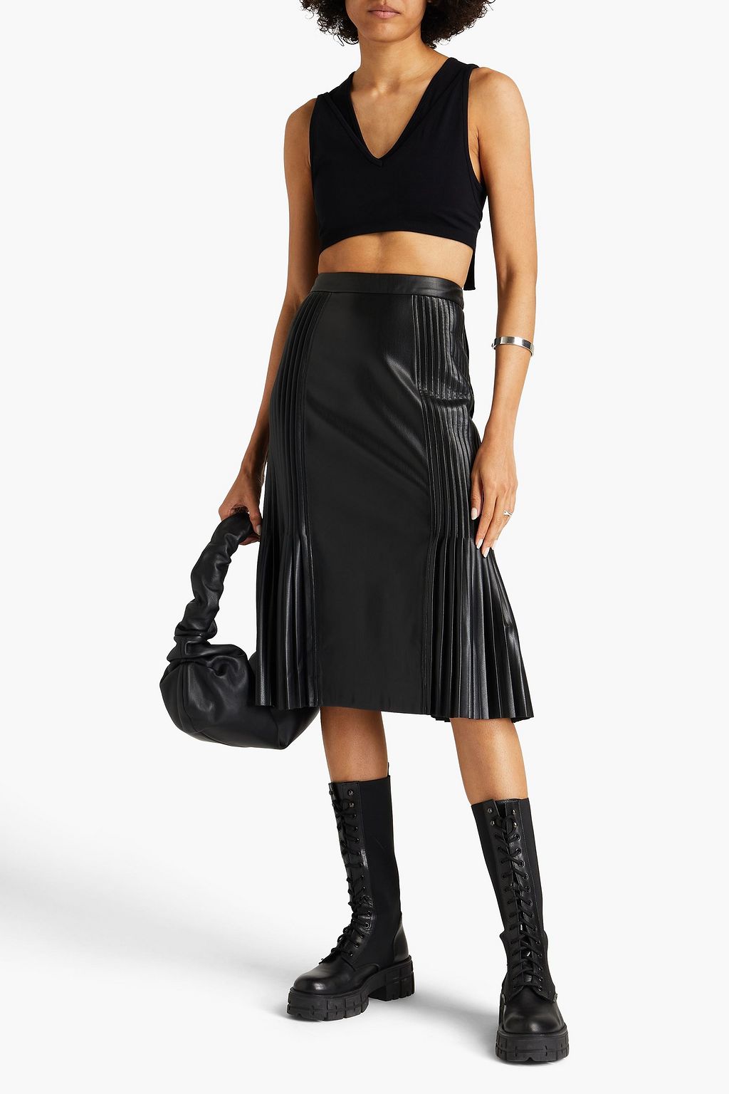 HELMUT LANG Cropped layered stretch-jersey tank