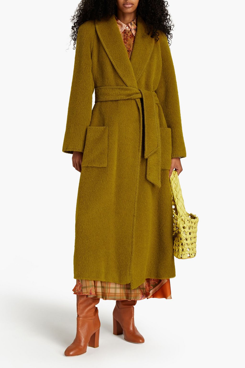 ALBERTA FERRETTI Brushed alpaca and wool-blend coat