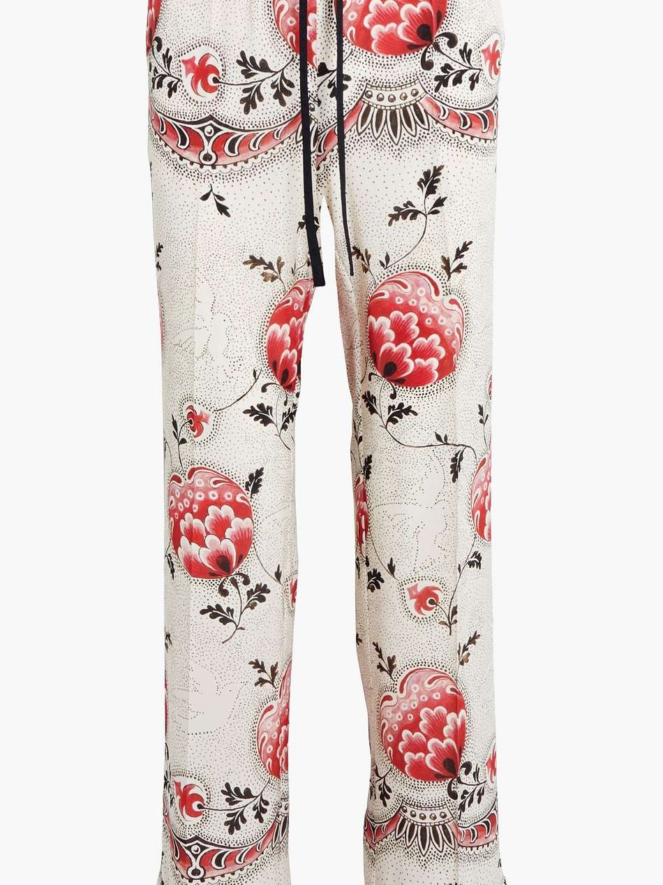 printed silk crepe de chine straight-leg pants