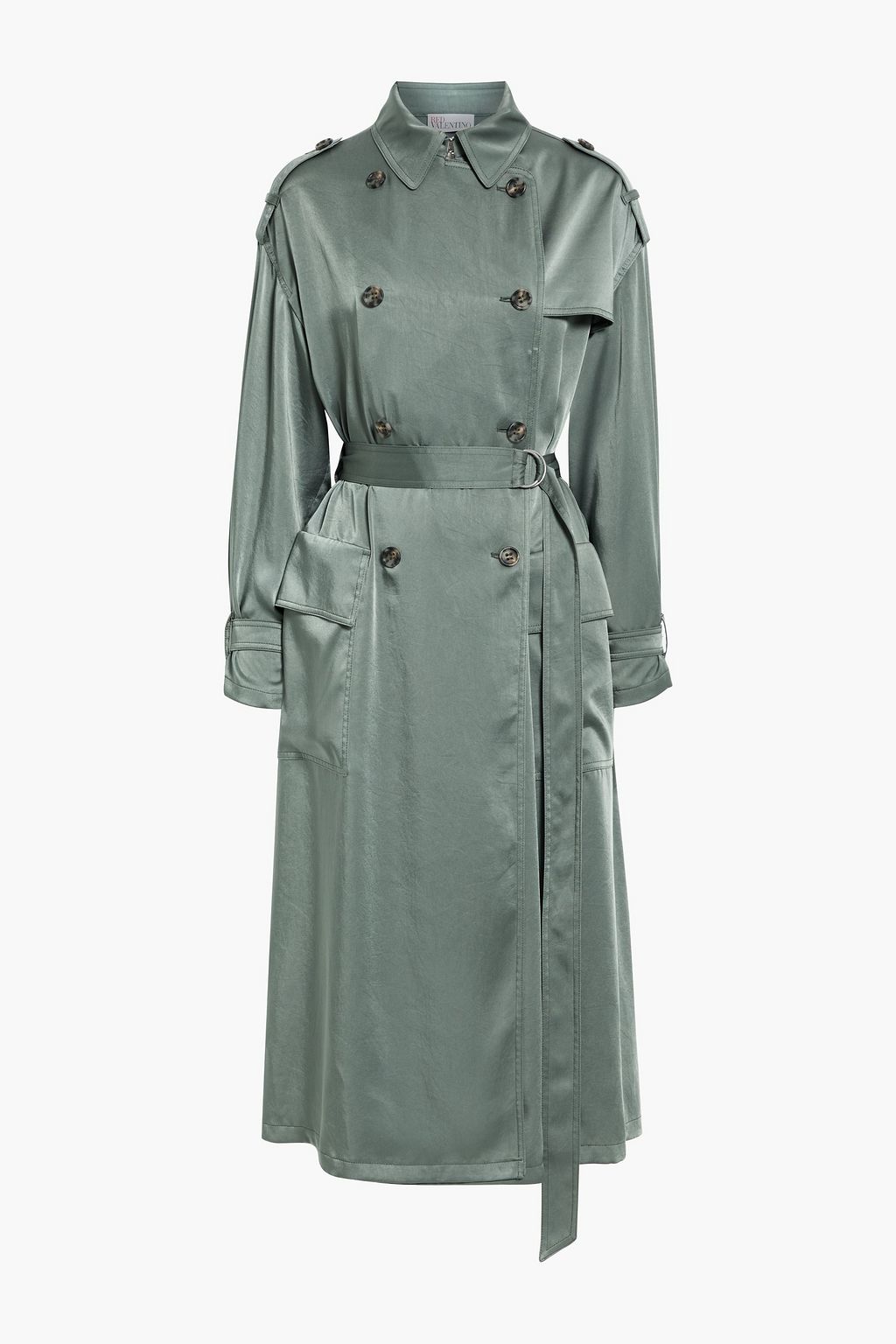 Belted satin trench coat