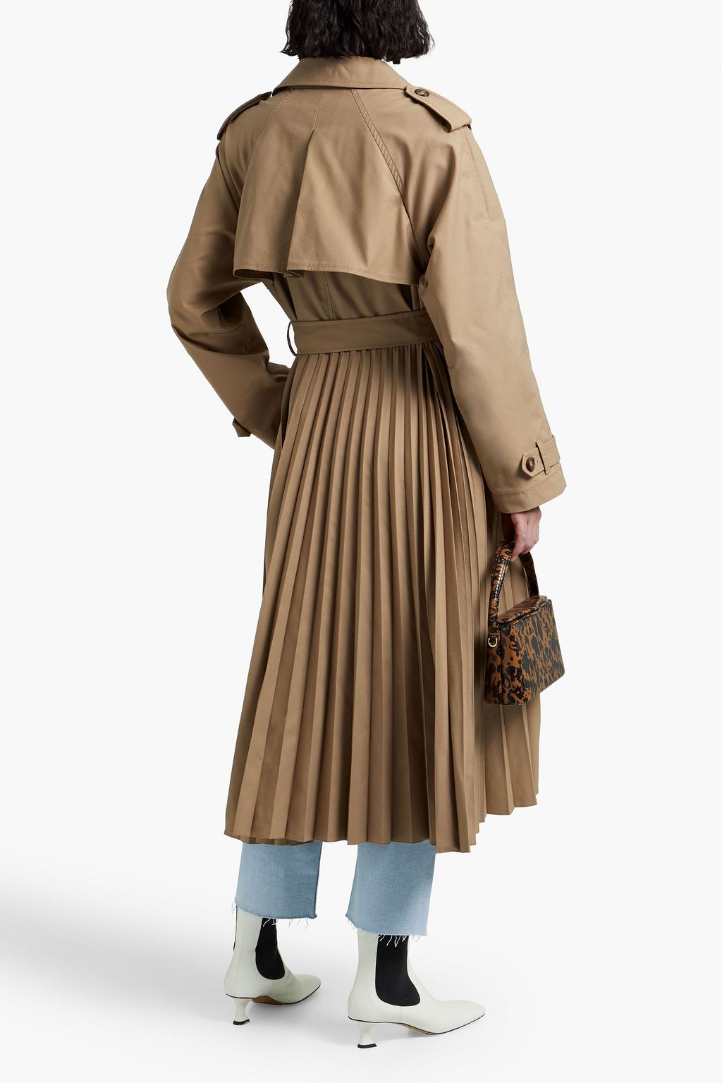REDVALENTINO Belted pleated gabardine trench coat