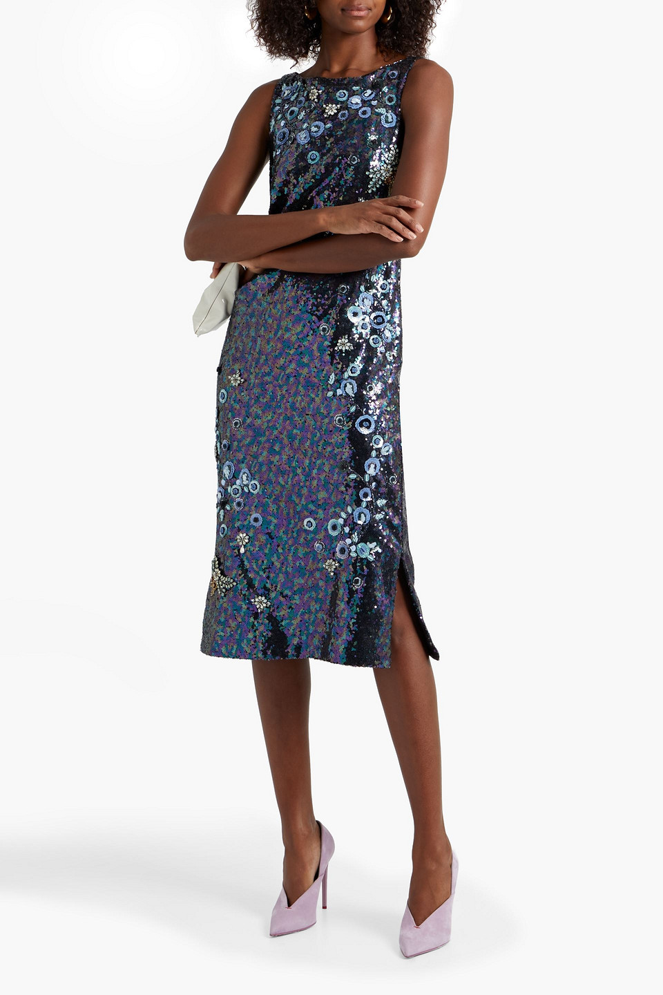 Erdem Embellished Crepe Midi Dress In Multicolor