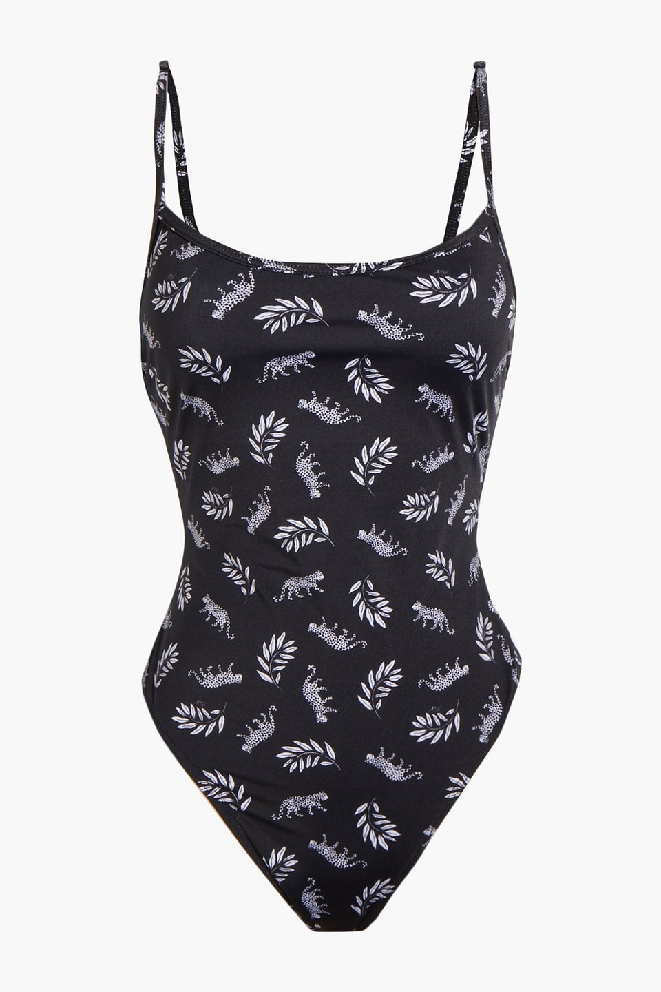 Hvn Cutout Printed Swimsuit In Black